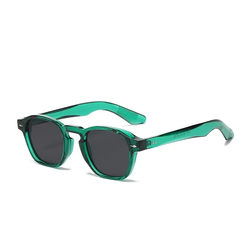 JNPCXI Retro Rivets Men Square Sunglasses Fashion Blue Green Trending Shades UV400 Women Clear Frame