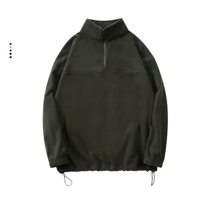 Men's and Women's New Arrival Winter Fashion Half Zipper Stand Collar Hoodie Coat Loose Casual Double-sided Fleece Sweatshirts
