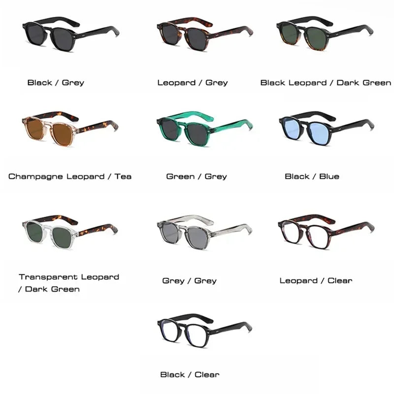 JNPCXI Retro Rivets Men Square Sunglasses Fashion Blue Green Trending Shades UV400 Women Clear Frame