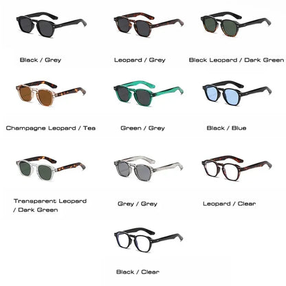 JNPCXI Retro Rivets Men Square Sunglasses Fashion Blue Green Trending Shades UV400 Women Clear Frame