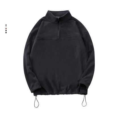Men's and Women's New Arrival Winter Fashion Half Zipper Stand Collar Hoodie Coat Loose Casual Double-sided Fleece Sweatshirts