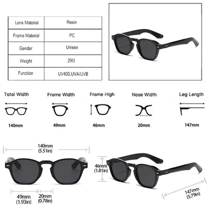 JNPCXI Retro Rivets Men Square Sunglasses Fashion Blue Green Trending Shades UV400 Women Clear Frame