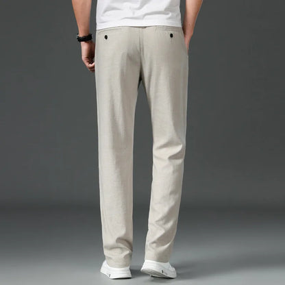 7332 Good Quality Cotton Linen Blended Pants Men Spring Summer Fashion Solid Color Simple Basic  Thin Breathable White Trouser