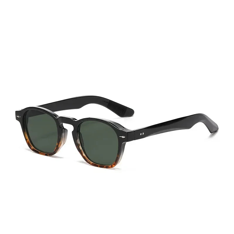 JNPCXI Retro Rivets Men Square Sunglasses Fashion Blue Green Trending Shades UV400 Women Clear Frame