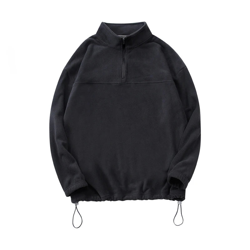 Men's and Women's New Arrival Winter Fashion Half Zipper Stand Collar Hoodie Coat Loose Casual Double-sided Fleece Sweatshirts