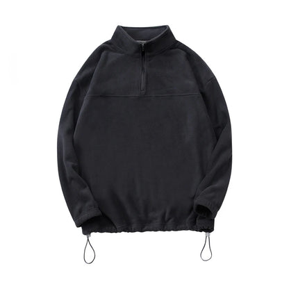 Men's and Women's New Arrival Winter Fashion Half Zipper Stand Collar Hoodie Coat Loose Casual Double-sided Fleece Sweatshirts