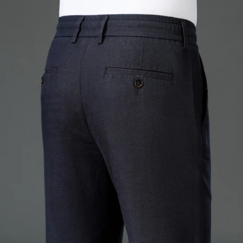 7332 Good Quality Cotton Linen Blended Pants Men Spring Summer Fashion Solid Color Simple Basic  Thin Breathable White Trouser