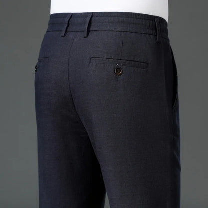 7332 Good Quality Cotton Linen Blended Pants Men Spring Summer Fashion Solid Color Simple Basic  Thin Breathable White Trouser