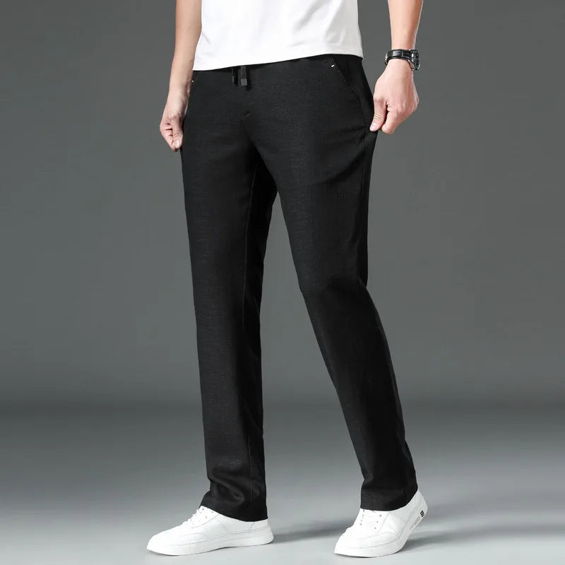 7332 Good Quality Cotton Linen Blended Pants Men Spring Summer Fashion Solid Color Simple Basic  Thin Breathable White Trouser
