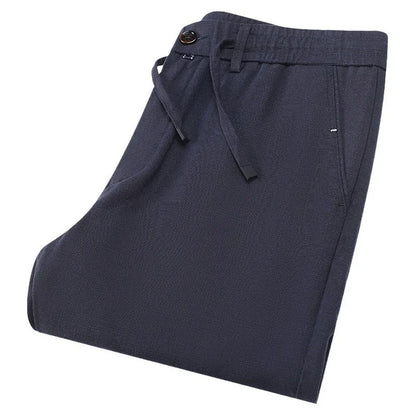 7332 Good Quality Cotton Linen Blended Pants Men Spring Summer Fashion Solid Color Simple Basic  Thin Breathable White Trouser